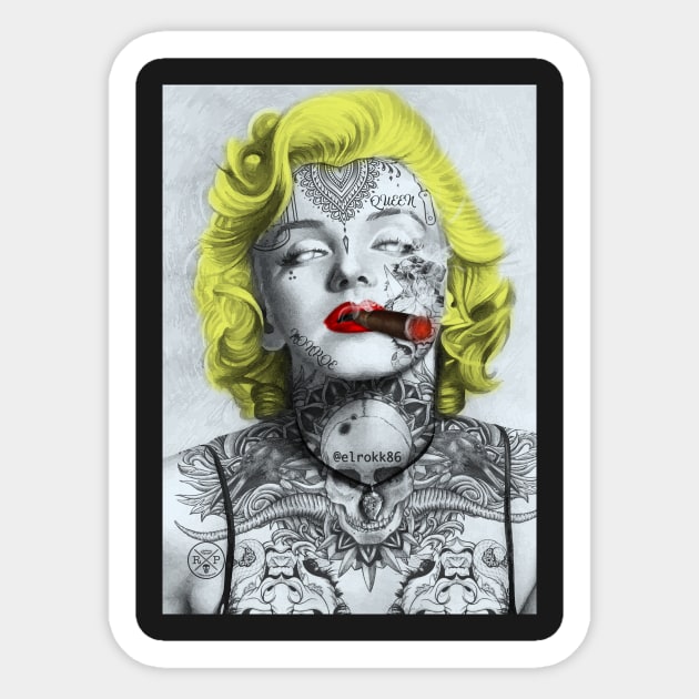 Tattooed Monroe Sticker by Elrokk86